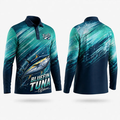 Fish On Bluefin Tuna Offshore Polo Long-Sleeve Shirt