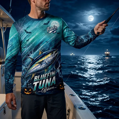 Fish On Halloween Tuna Fishing Long Sleeve Shirt