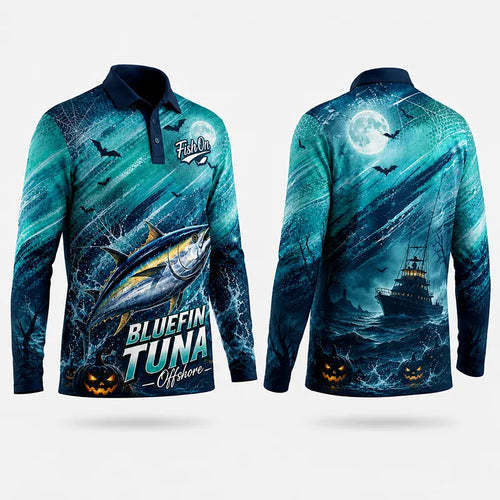 Fish On Halloween Tuna Fishing Polo Long Sleeve Shirt