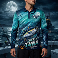 Fish On Halloween Tuna Fishing Polo Long Sleeve Shirt