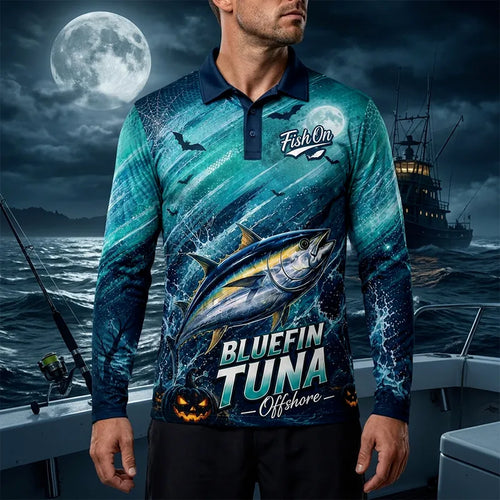 Fish On Halloween Tuna Fishing Polo Long Sleeve Shirt