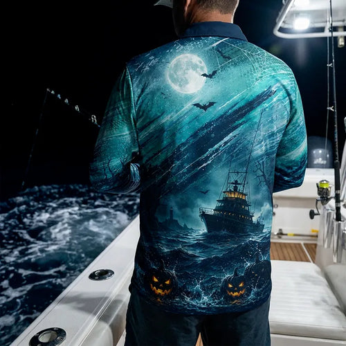Fish On Halloween Tuna Fishing Polo Long Sleeve Shirt