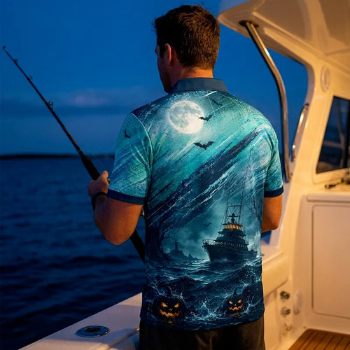 Fish On Halloween Tuna Fishing Polo Shirt
