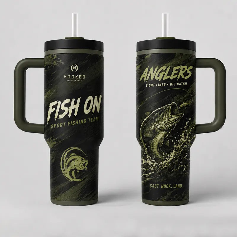 Fish On Sport Fishing Team 40oz Handled Tumbler