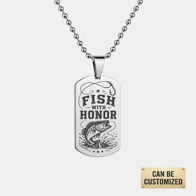 Fish With Honor Personalized Dog Tag Necklace