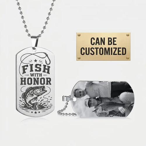 Fish With Honor Personalized Dog Tag Necklace