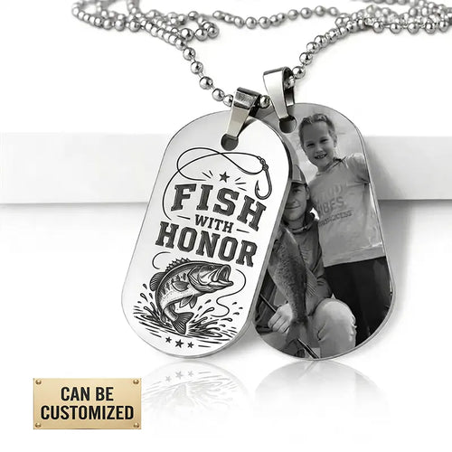 Fish With Honor Personalized Dog Tag Necklace