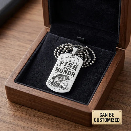 Fish With Honor Personalized Dog Tag Necklace