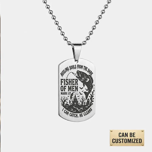 Fisher of Men Christian Fishing Personalized Dog Tag Necklace