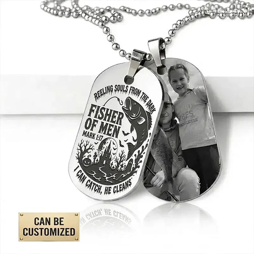 Fisher of Men Christian Fishing Personalized Dog Tag Necklace