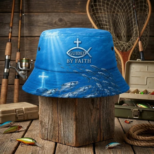 Fishers Of Men Guided By Faith Fishing Bucket Hat