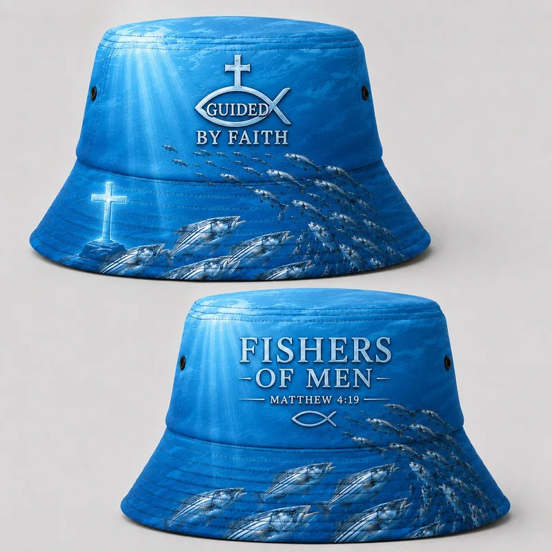 Fishers Of Men Guided By Faith Fishing Bucket Hat