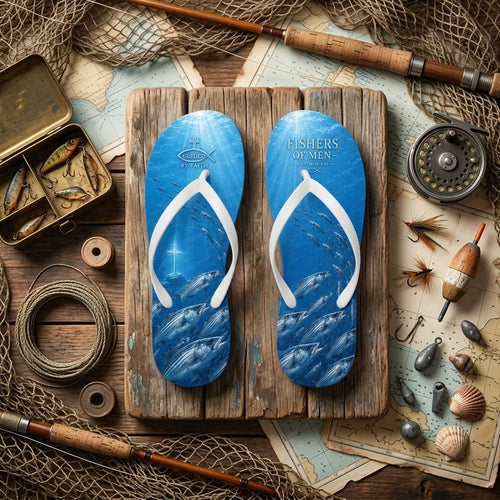 Fishers Of Men Guided By Faith Fishing Flip Flops