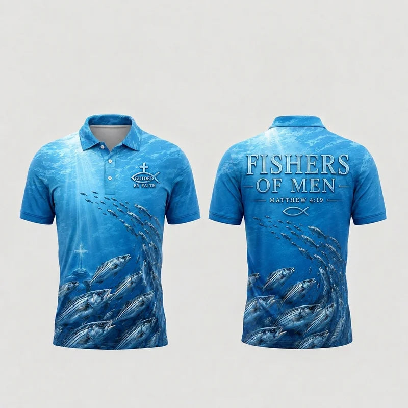 Fishers Of Men Guided By Faith Fishing Polo Shirt