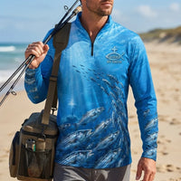 Fishers Of Men Guided By Faith Fishing Zip Long Sleeve Shirt