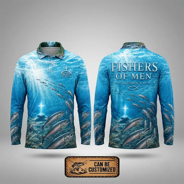 Fishers Of Men Guided By Faith Salmon Polo Long Sleeve Shirt 2026