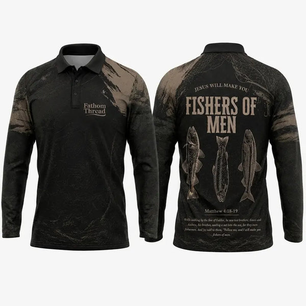 Fishers of Men Christian Fishing Polo Long Sleeve Shirt