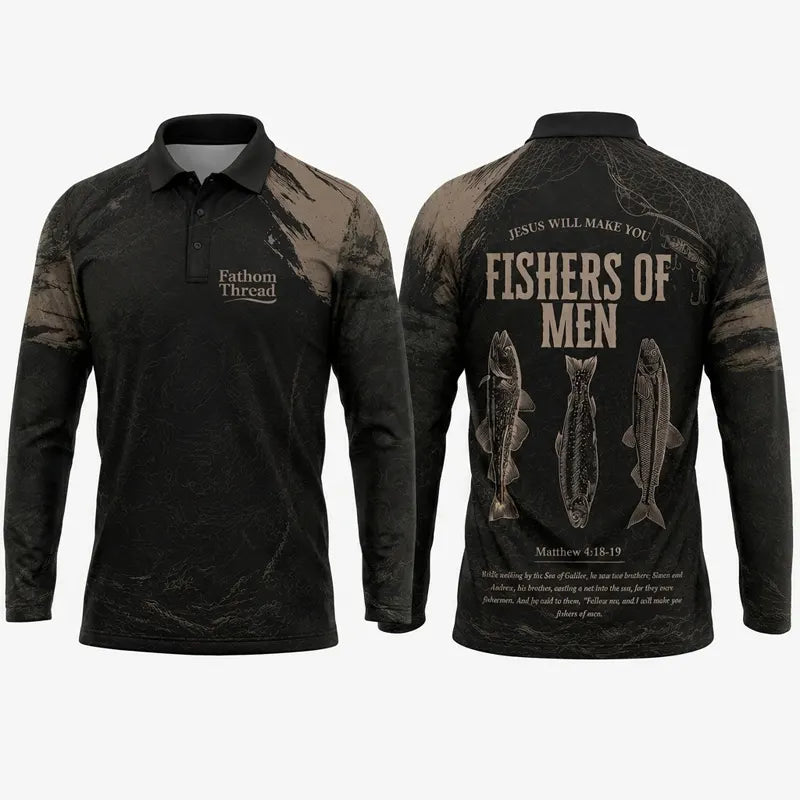 Fishers of Men Christian Fishing Polo Long Sleeve Shirt