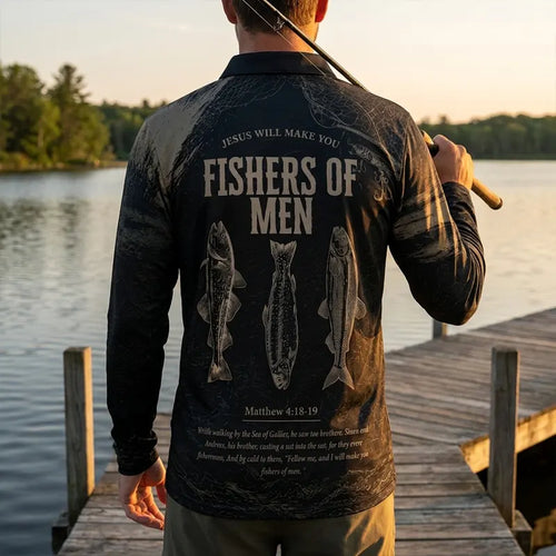 Fishers of Men Christian Fishing Polo Long Sleeve Shirt