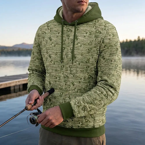 Fishing Camo Fish Pattern Performance Hoodie