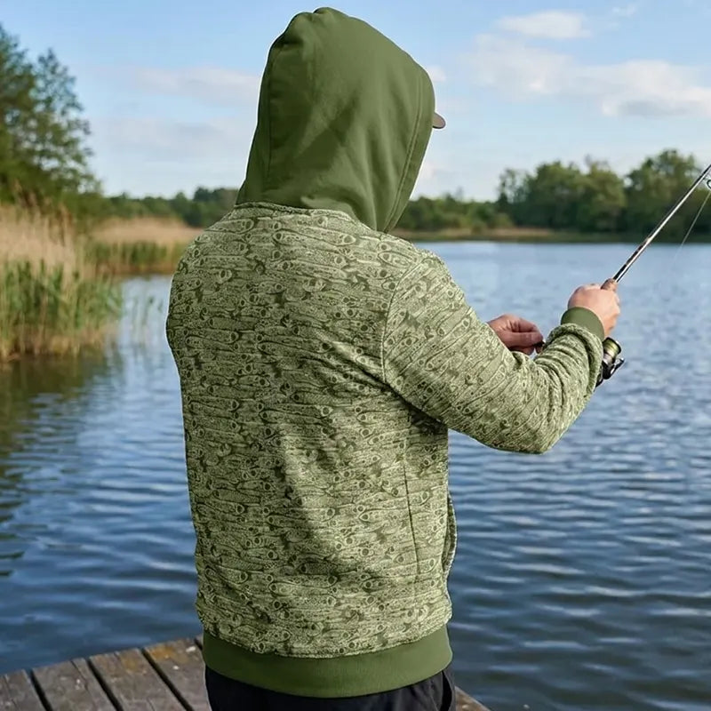Fishing Camo Fish Pattern Performance Hoodie 2026