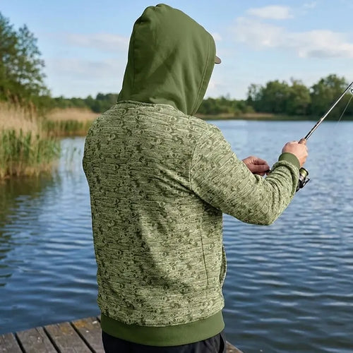 Fishing Camo Fish Pattern Performance Hoodie
