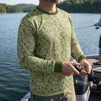 Fishing Camo Fish Pattern Performance Long Sleeve Shirt