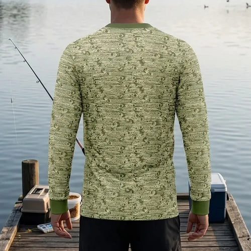 Fishing Camo Fish Pattern Performance Long Sleeve Shirt
