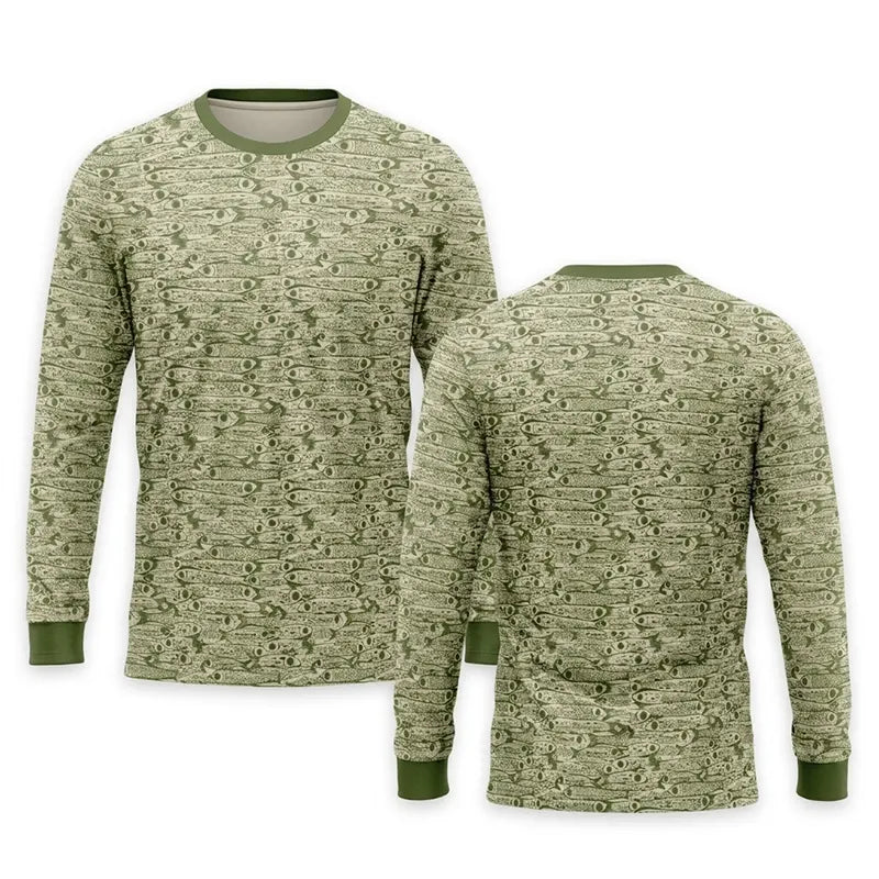 Fishing Camo Fish Pattern Performance Long Sleeve Shirt