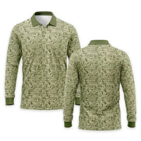 Fishing Camo Fish Pattern Performance Polo Long Sleeve Shirt