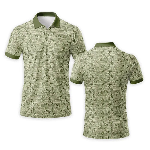 Fishing Camo Fish Pattern Performance Polo Shirt