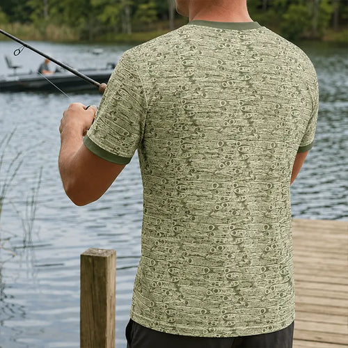Fishing Camo Fish Pattern Performance T-Shirt