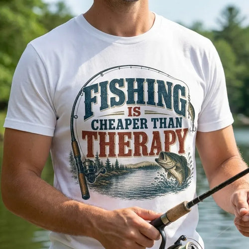 Fishing Is Cheaper Than Therapy Bass T-Shirt