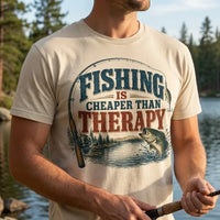 Fishing Is Cheaper Than Therapy Bass T-Shirt