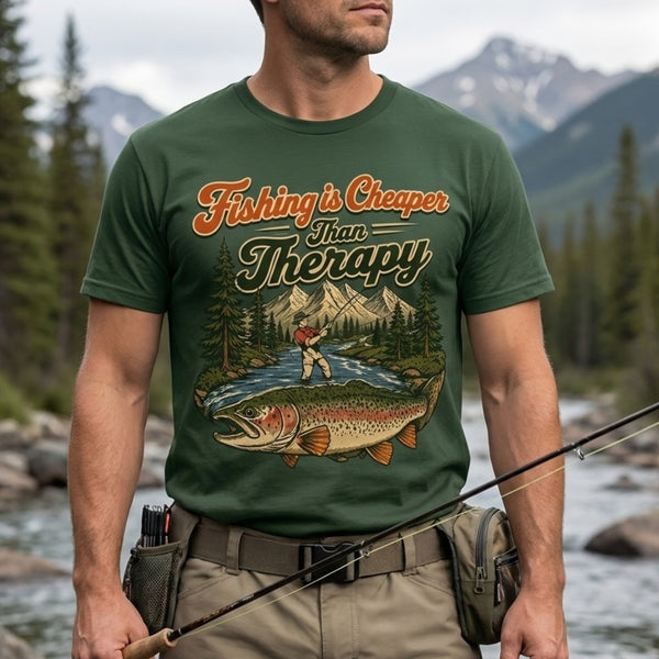 Fishing Is Cheaper Than Therapy Funny Fishing T-Shirt
