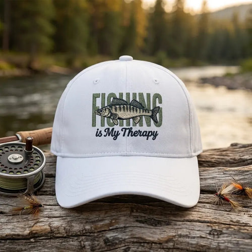 Fishing Is My Therapy Embroidered Fishing Cap