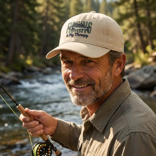Fishing Is My Therapy Embroidered Fishing Cap