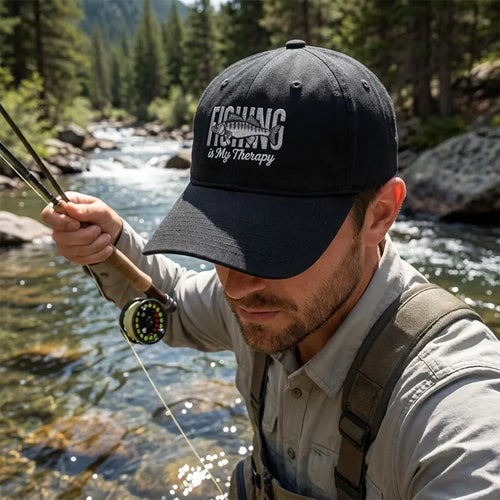 Fishing Is My Therapy Embroidered Fishing Cap