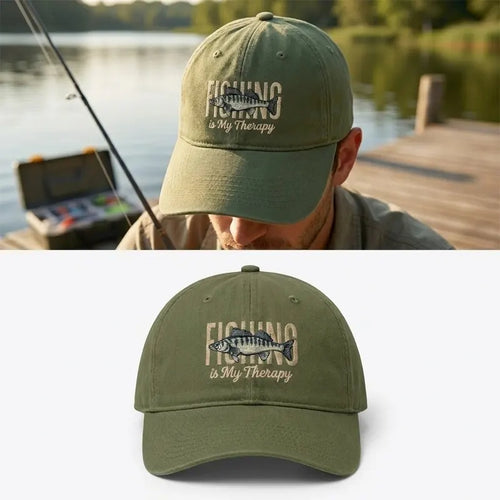 Fishing Is My Therapy Embroidered Fishing Cap