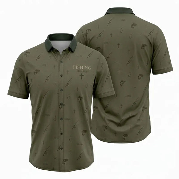 Fishing John 21:6 Christian Fishing Hawaiian Shirt
