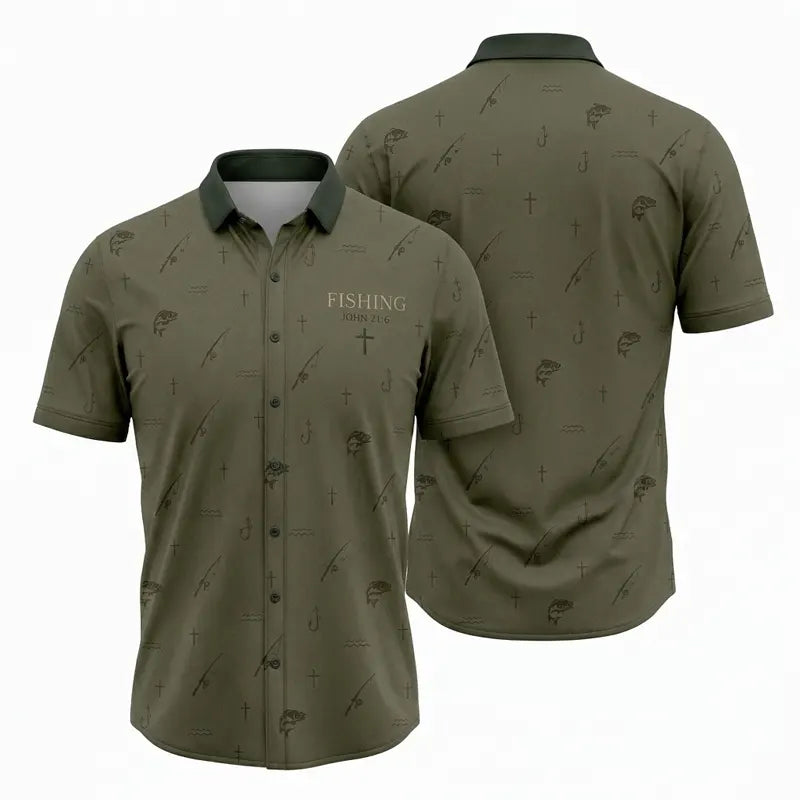 Fishing John 21:6 Christian Fishing Hawaiian Shirt