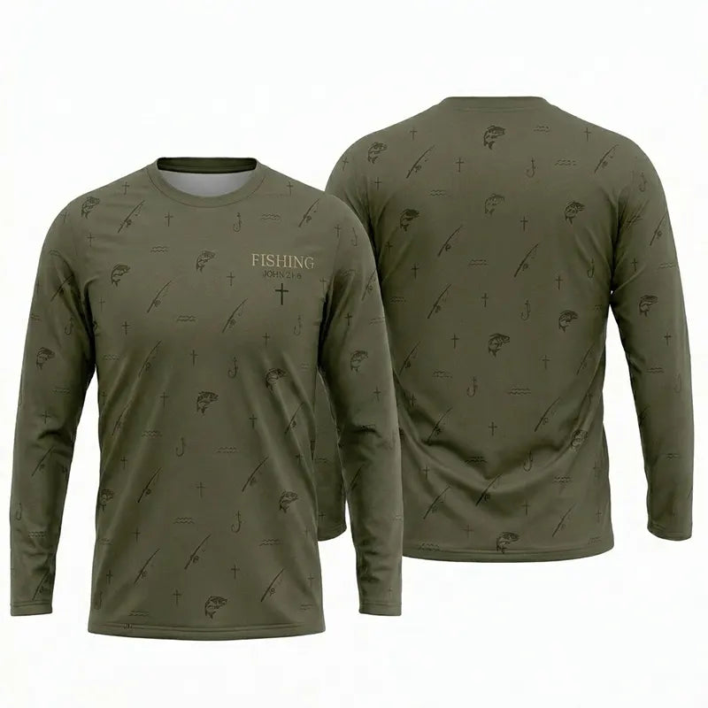 Fishing John 21:6 Christian Fishing Long Sleeve Shirt