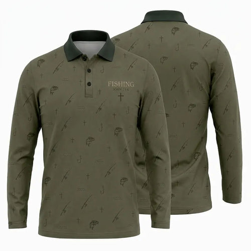 Fishing John 21:6 Christian Fishing Polo Long Sleeve Shirt
