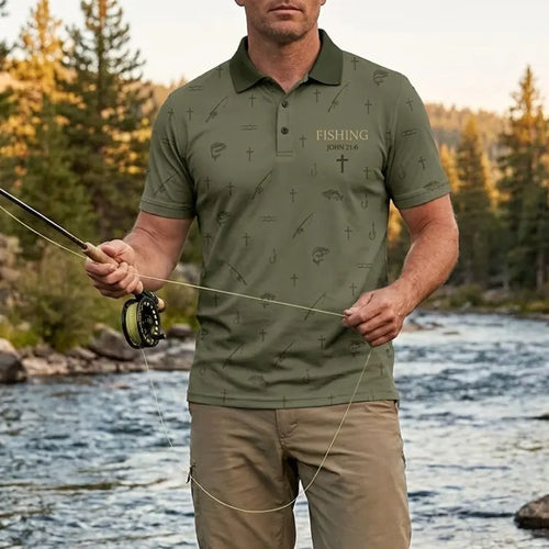Fishing John 21:6 Christian Fishing Polo Shirt