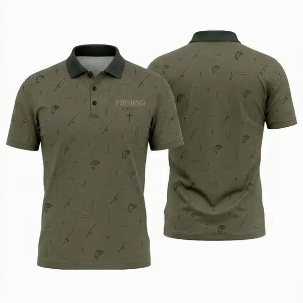 Fishing John 21:6 Christian Fishing Polo Shirt