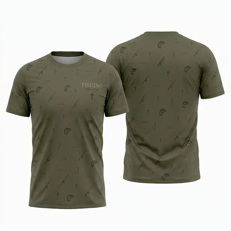 Fishing John 21:6 Christian Fishing T-Shirt
