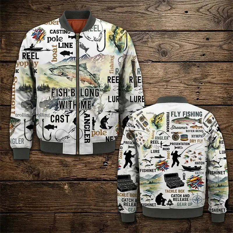 Fishing Life All-Over Print Bomber Jacket