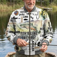 Fishing Life All-Over Print Bomber Jacket