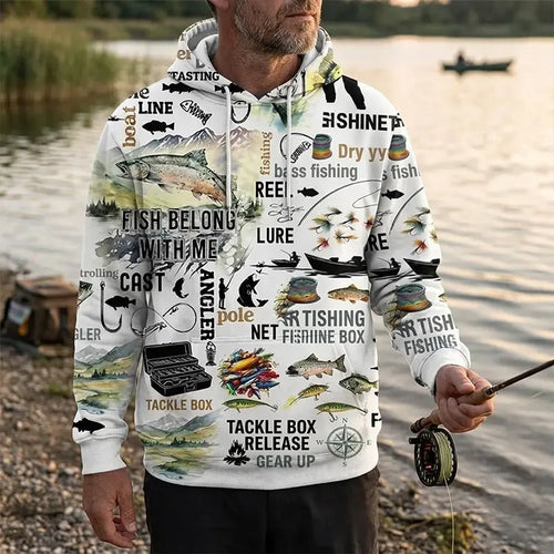 Fishing Life All-Over Print Hoodie
