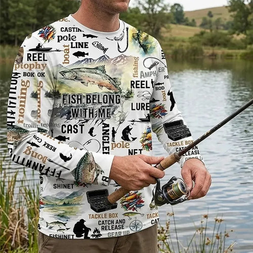 Fishing Life All-Over Print Long Sleeve Shirt